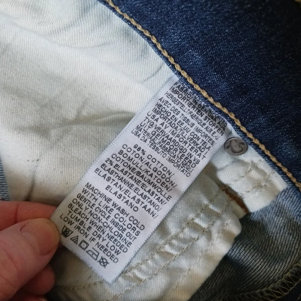 True Religion Ricky Relaxed Straight Blue Jeans 40 x 32 USA Horseshoe Pockets